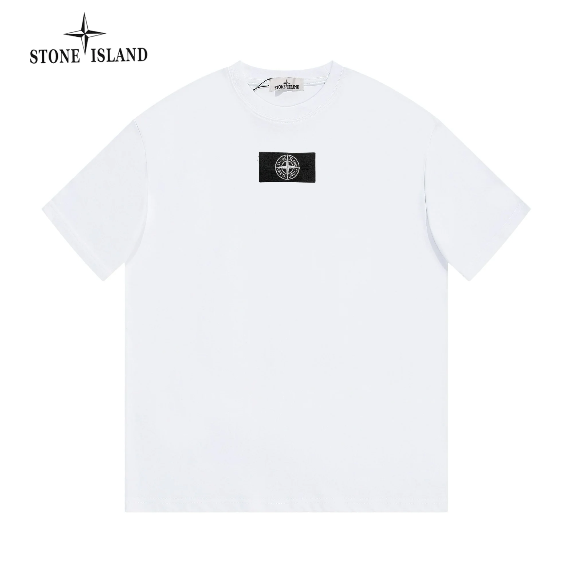 STONE ISLAND White Logo Crew Neck Casual T-Shirt
