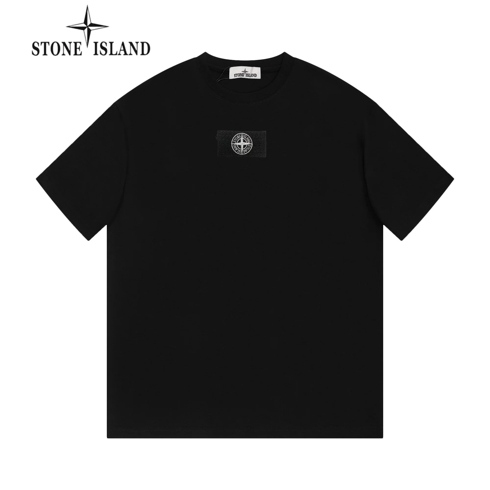 STONE ISLAND Black Logo Crew Neck T-Shirt