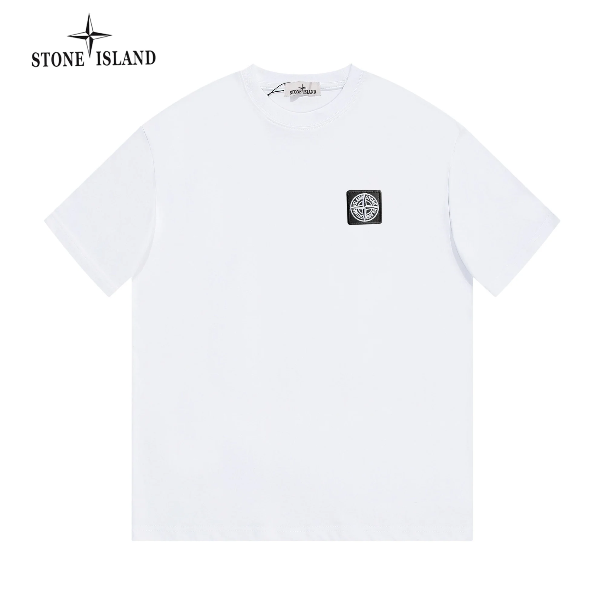 STONE ISLAND White Logo Patch Crew T-Shirt