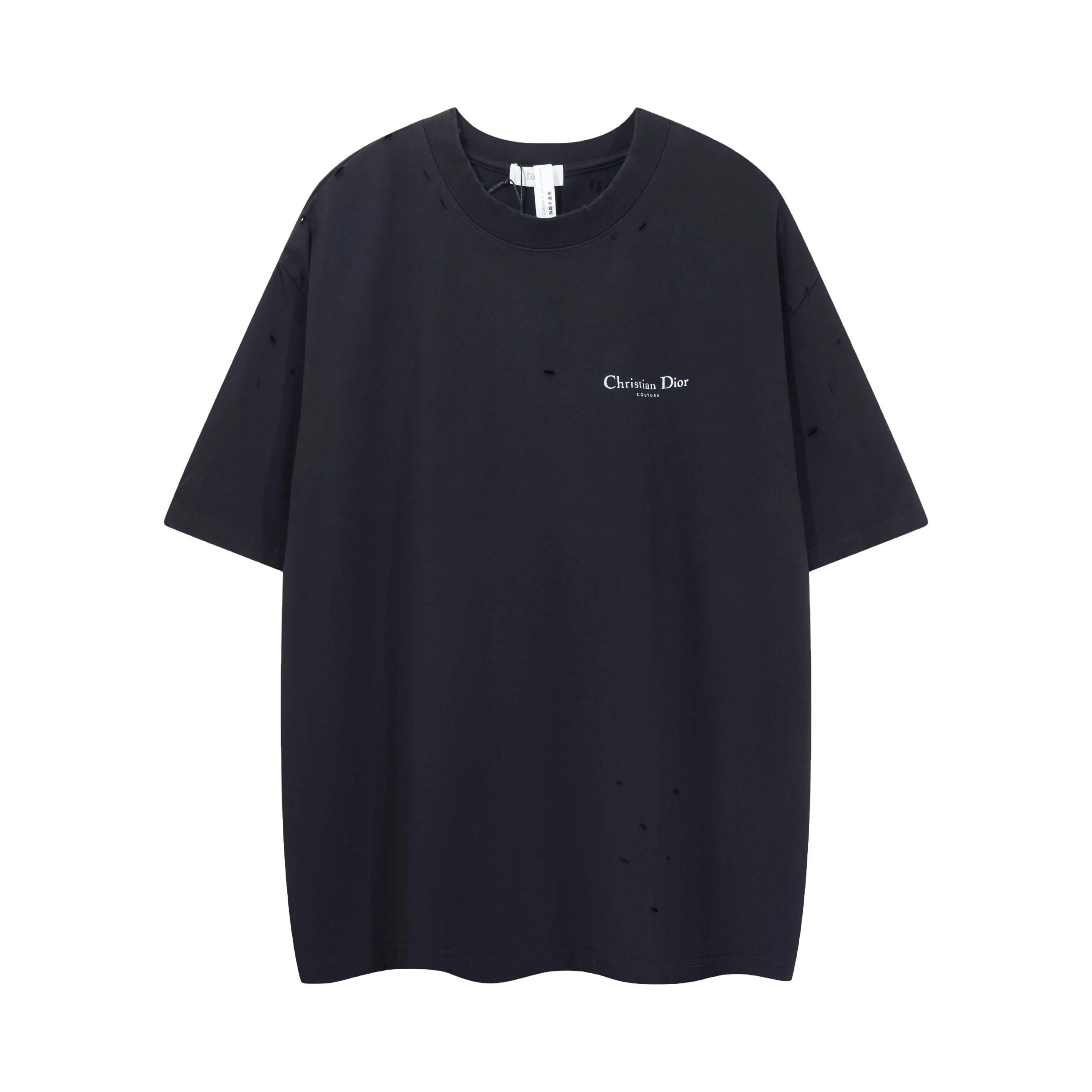 Dior Black Ripped Logo Print T-Shirt