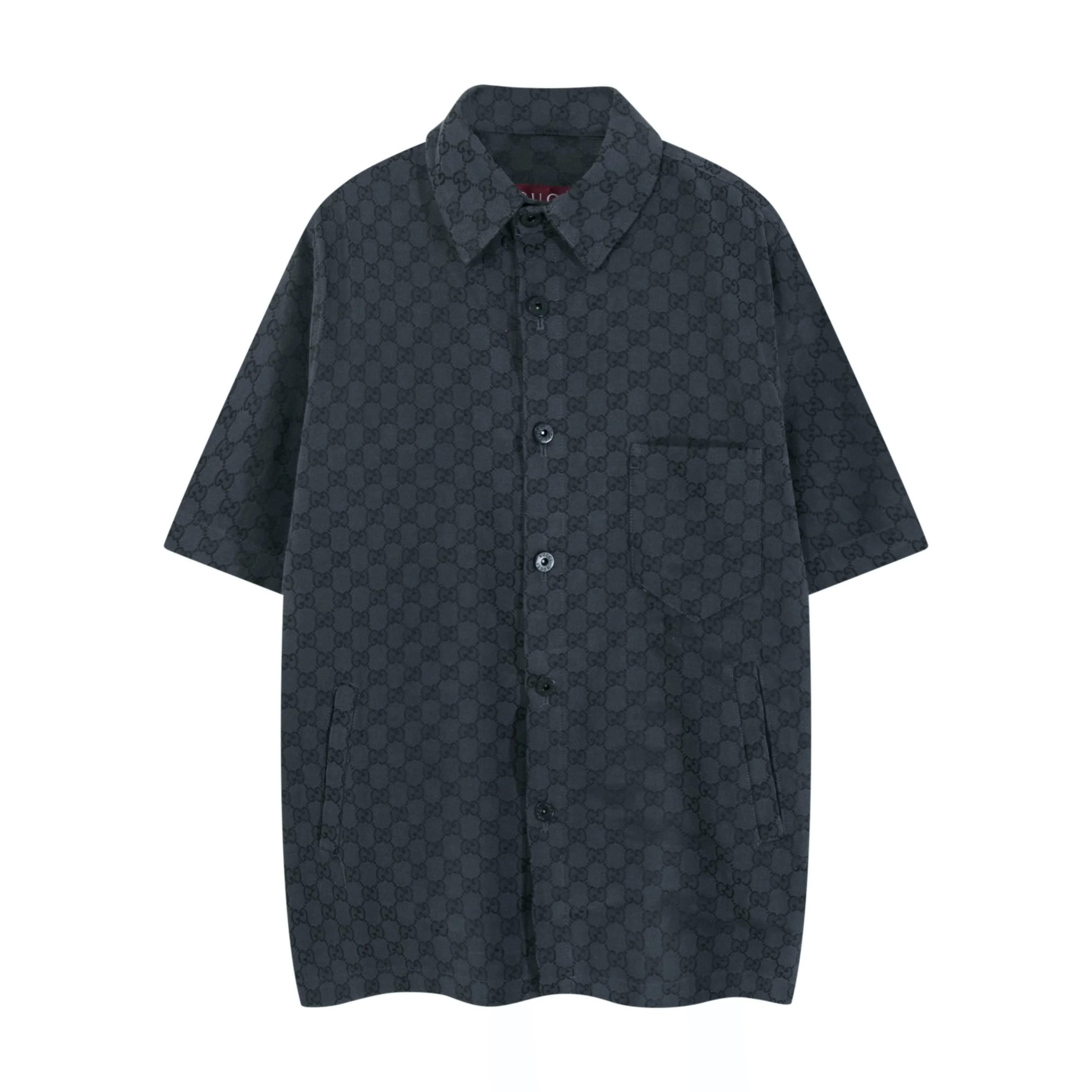Gucci Black GG Monogram Short-Sleeve Shirt Jacket
