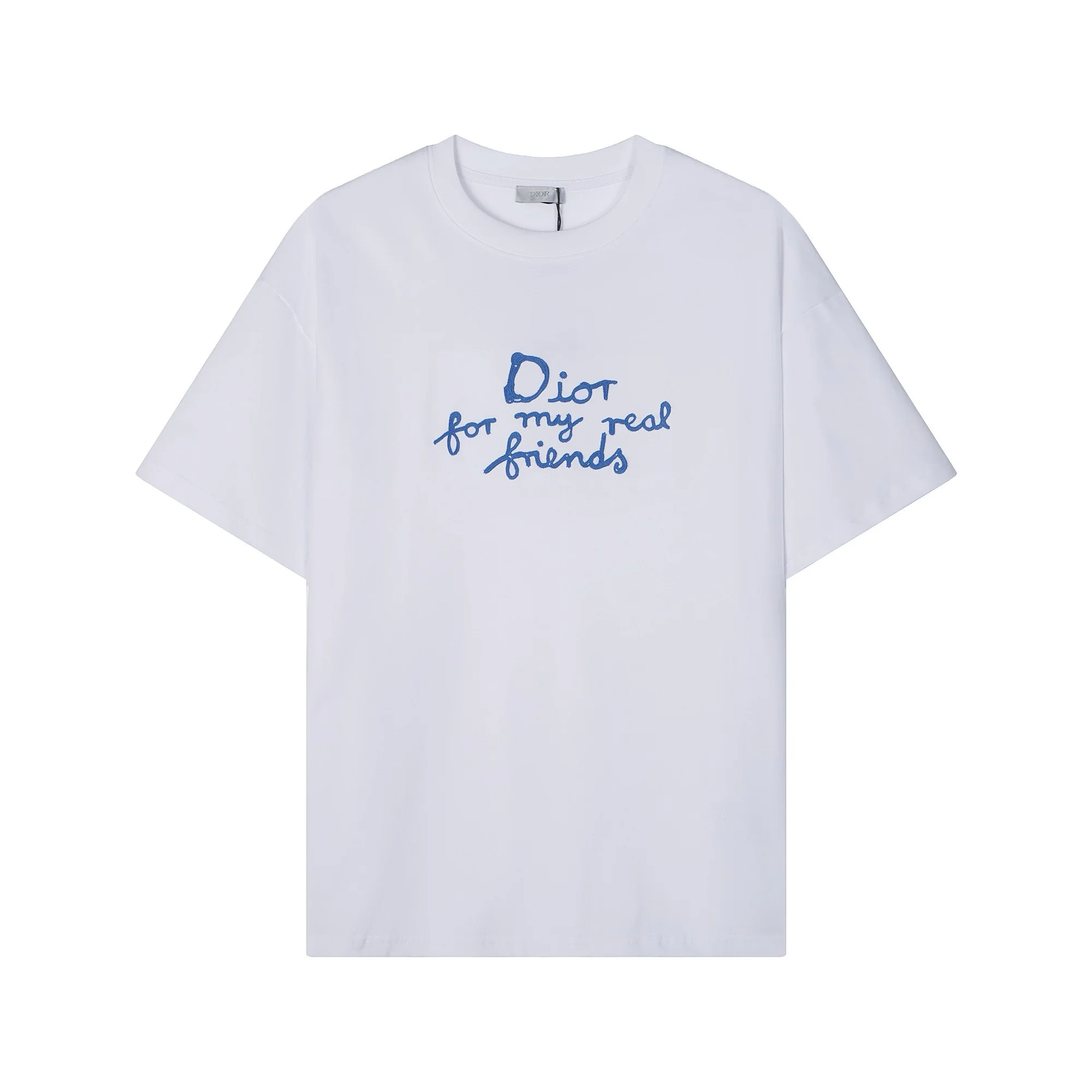 Dior White Embroidered Logo Oversized Cotton Crewneck T-Shirt
