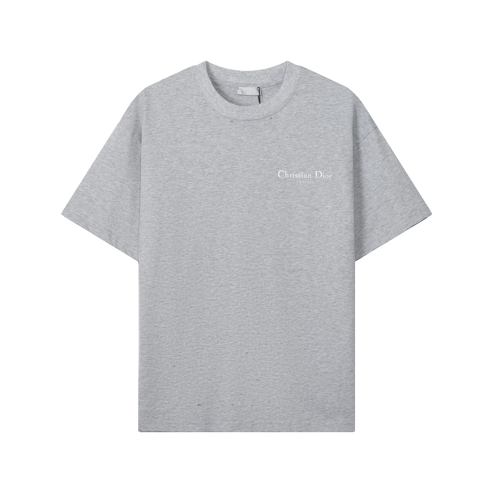 Dior Gray Distressed Logo Oversize Crew Neck T-Shirt