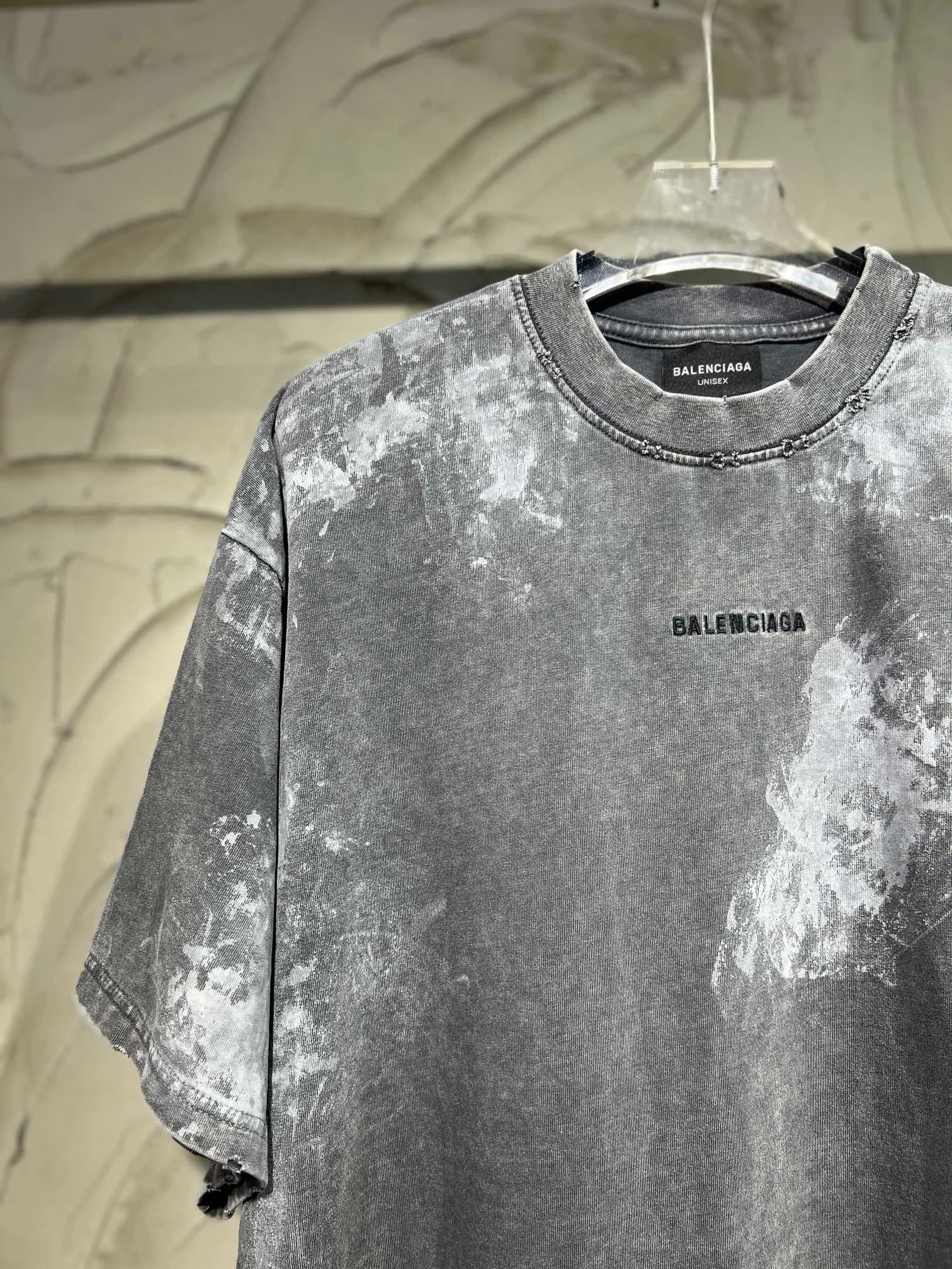 Balenciaga 25SS Dark Gray Hand-Painted 280g Oversized T-Shirt