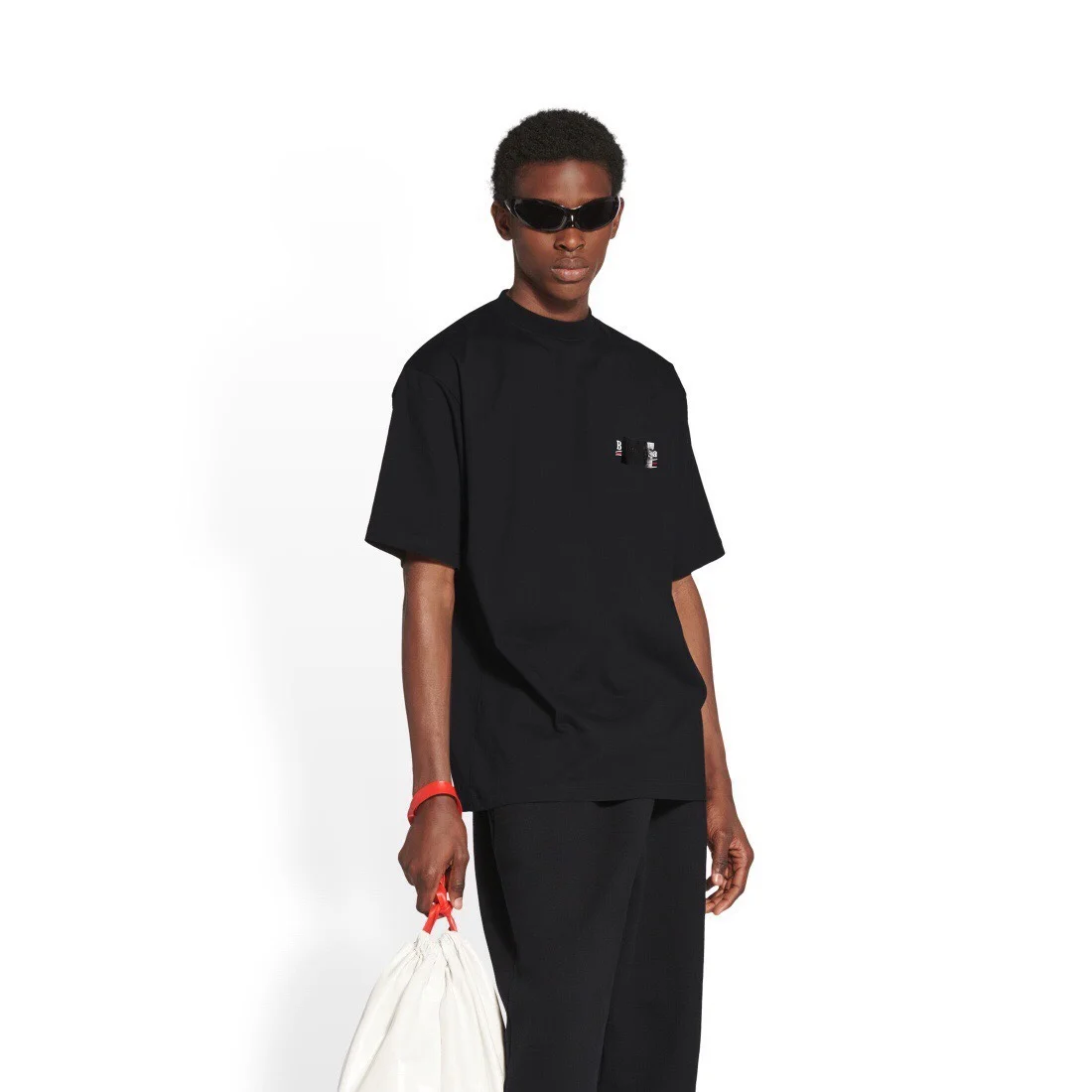 Balenciaga 23SS Black Cola Wave Logo Embroidery T-Shirt
