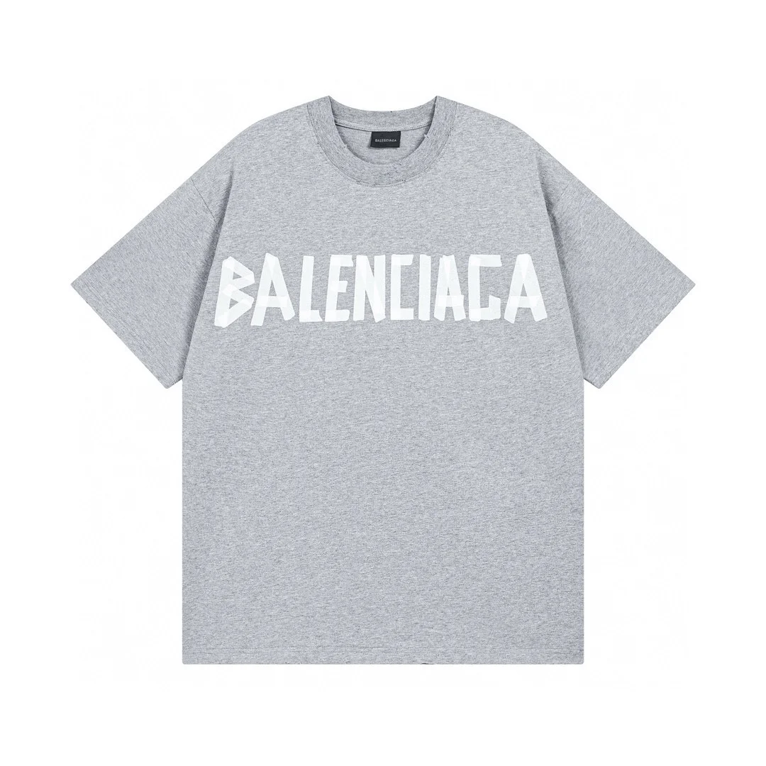 Balenciaga 23ss Tape Print Heather Grey T-Shirt