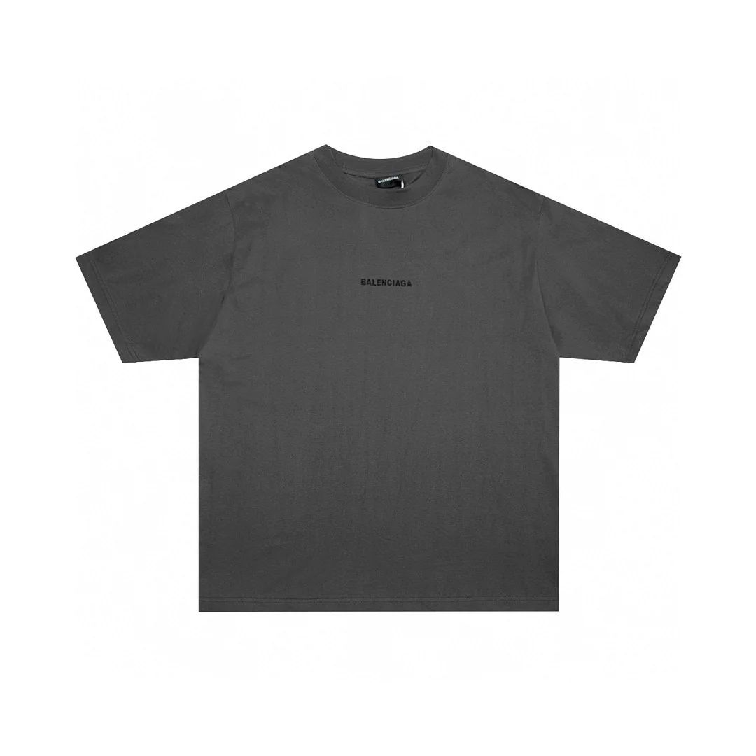 Balenciaga Gray Embroidered Distressed OS T-Shirt