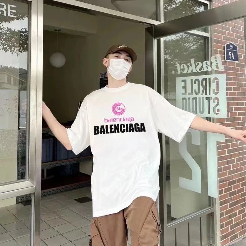 Balenciaga 24 White Logo Print Oversized T-Shirt