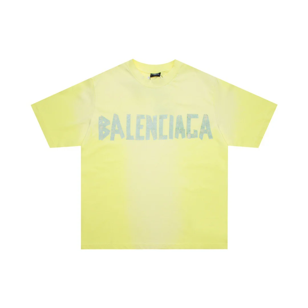 Balenciaga 23ss Yellow Tape Print T-Shirt