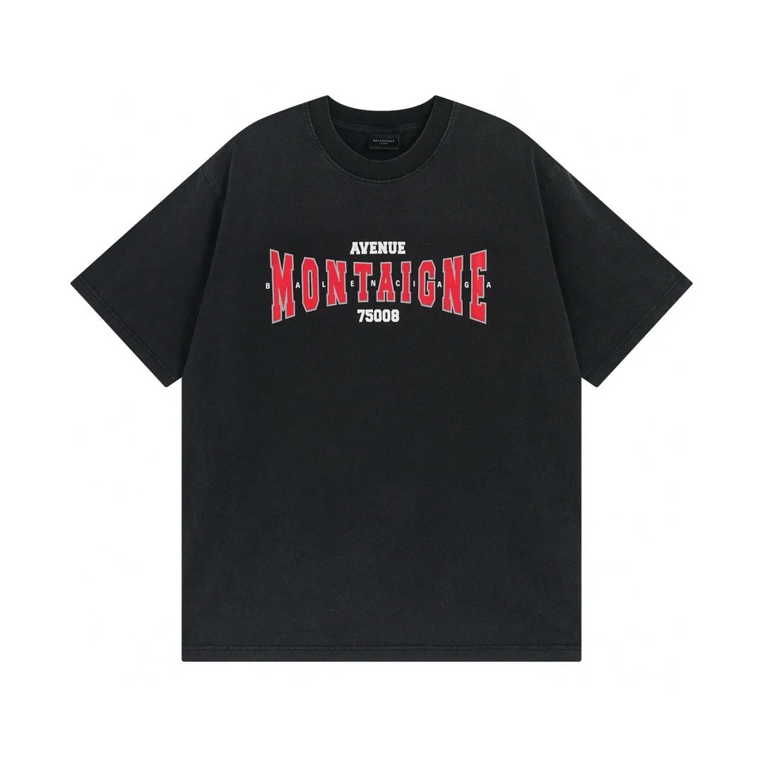 Balenciaga Washed Black Montaigne OS T-Shirt