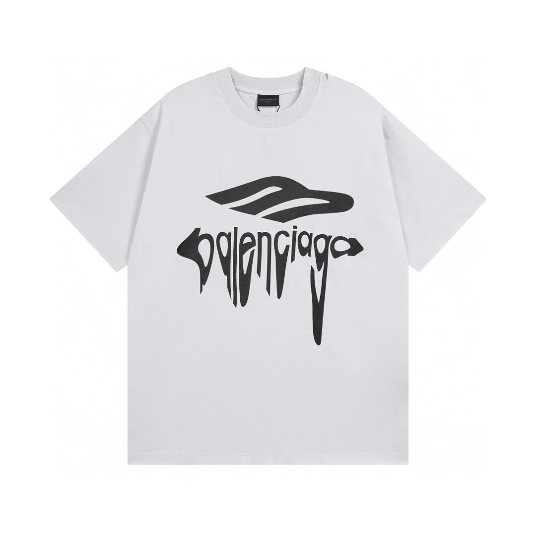 Balenciaga White 3M Art Print Distressed Oversized T-Shirt