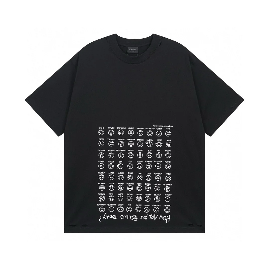Balenciaga Black OS Smiley Distressed T-Shirt