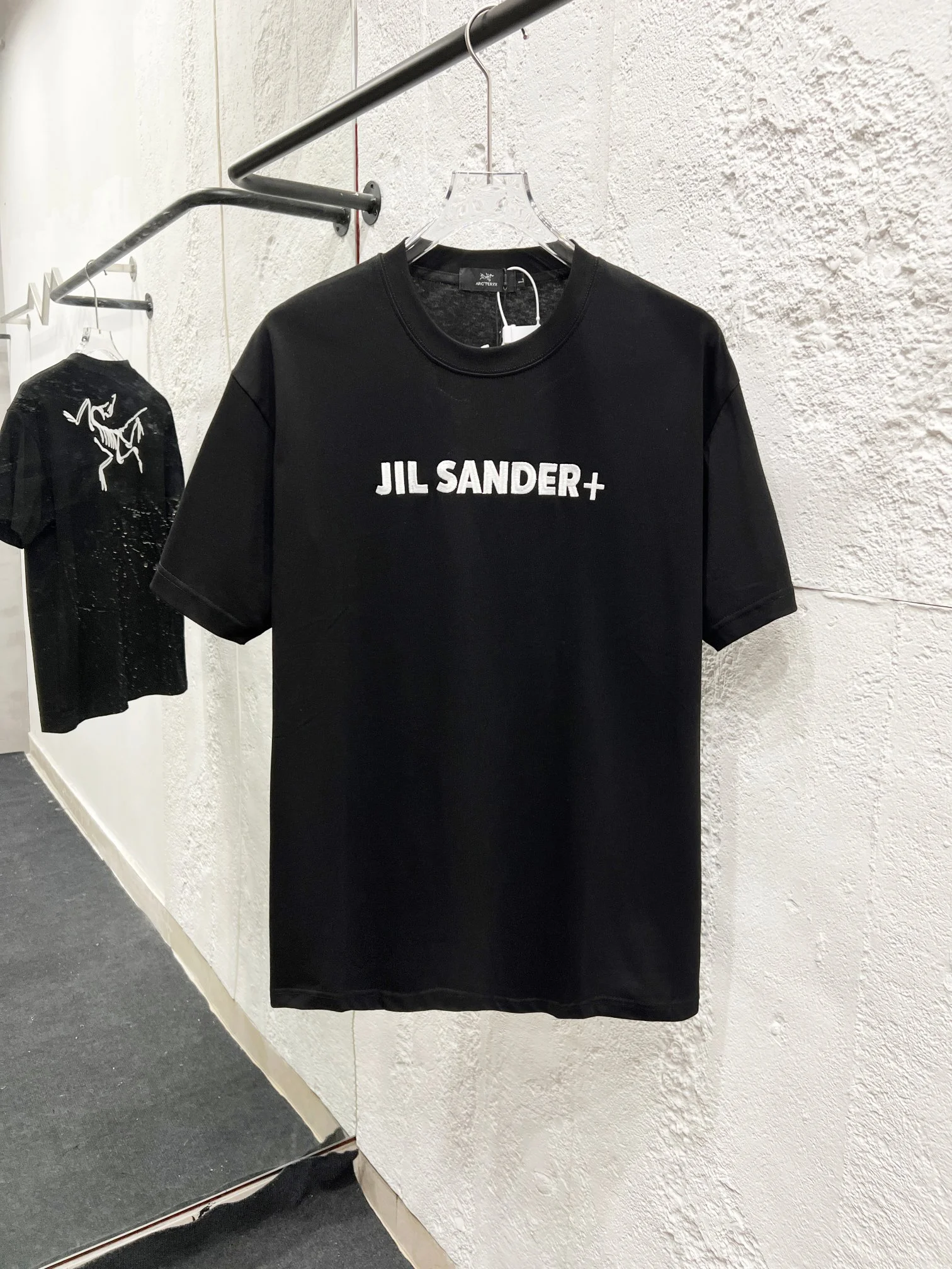 Arc'teryx JIL SANDER+ Black 25ss Embroidered Logo Cotton T-Shirt
