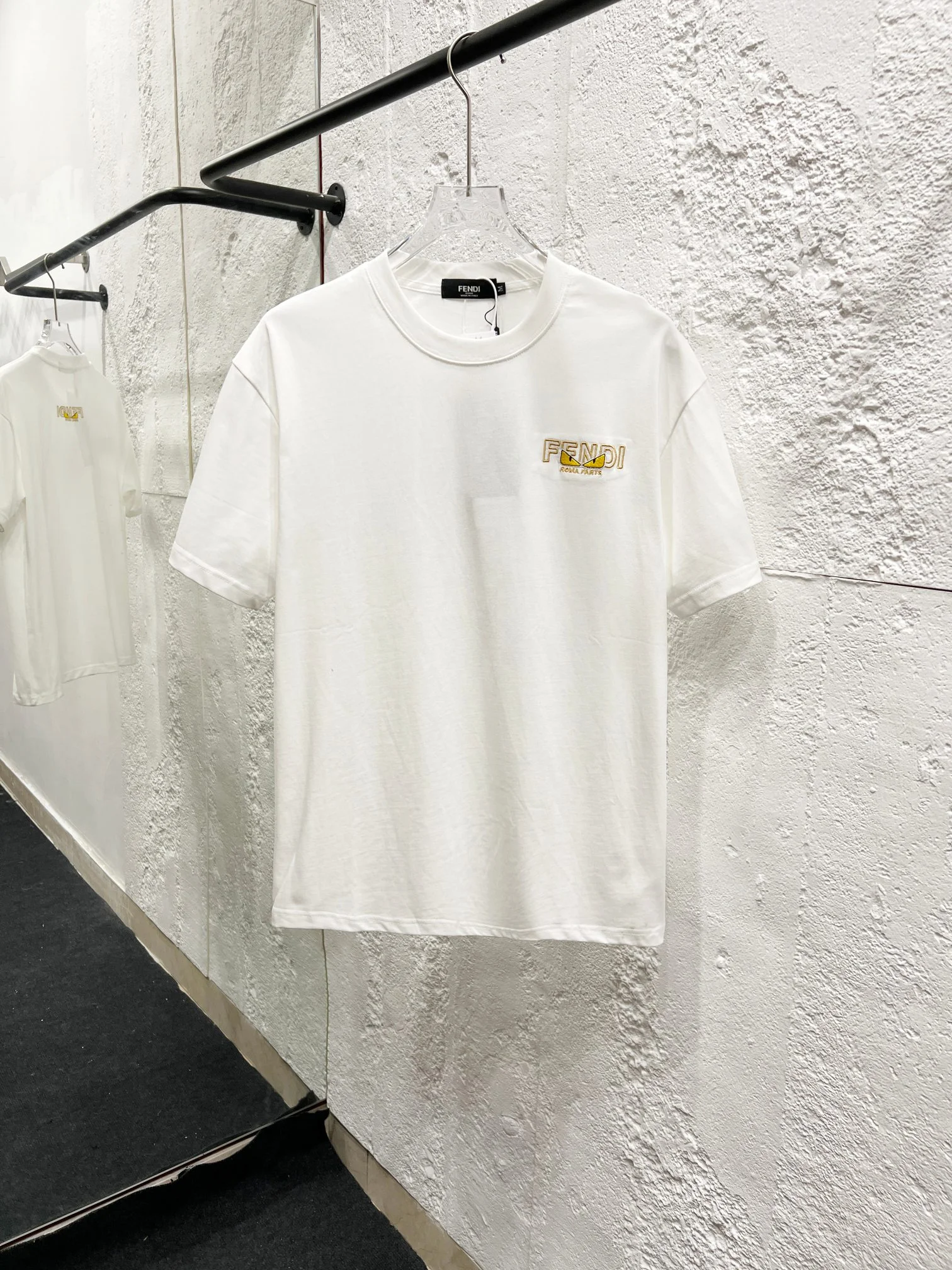 Fendi 25ss White Embroidered LOGO Cotton T-Shirt