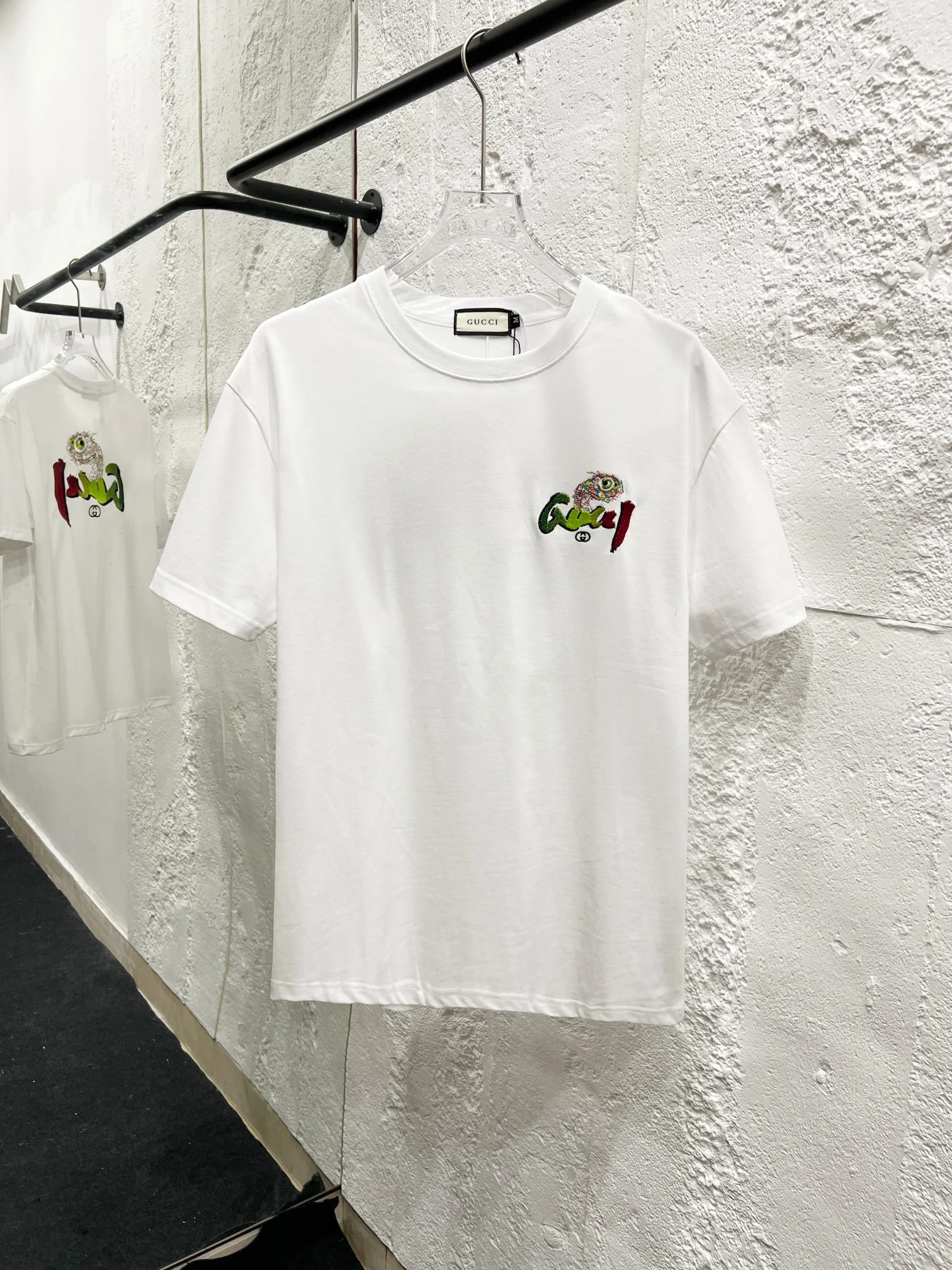 Gucci 25ss White Embroidered Logo Cotton T-Shirt