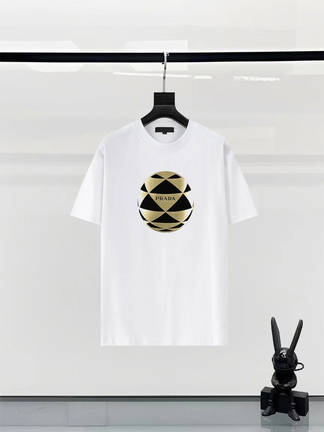Prada 25ss White Short-Sleeve Foam Logo Cotton T-Shirt