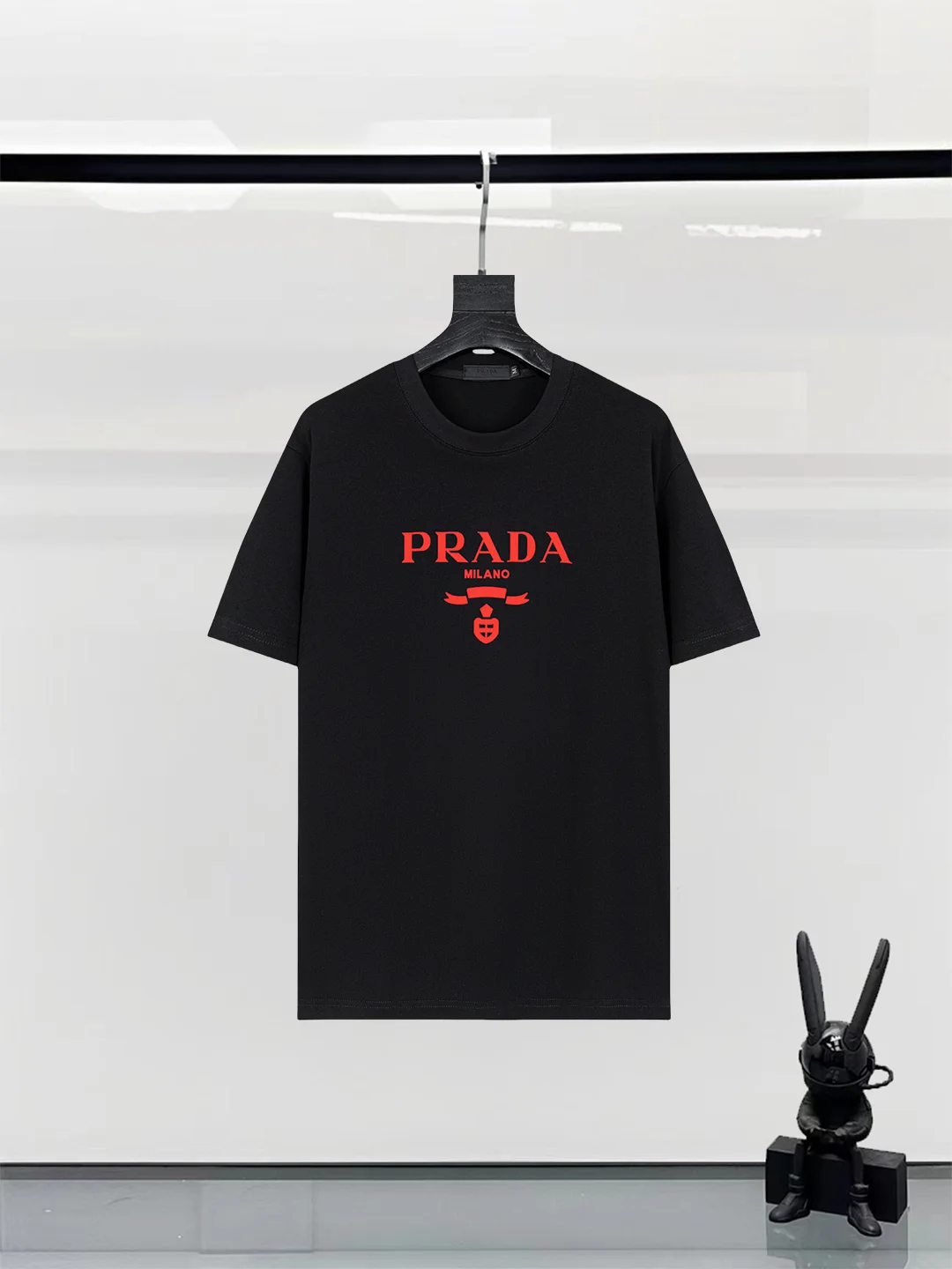 Prada 25ss Black Classic Logo Print Cotton T-Shirt