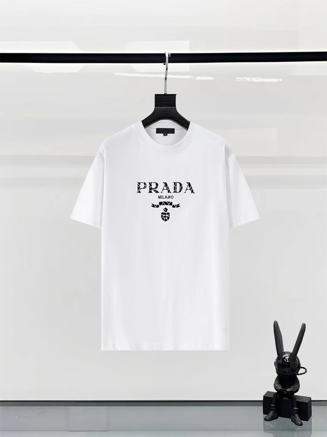 Prada White 25ss Craft Print Logo 280g Cotton T-Shirt