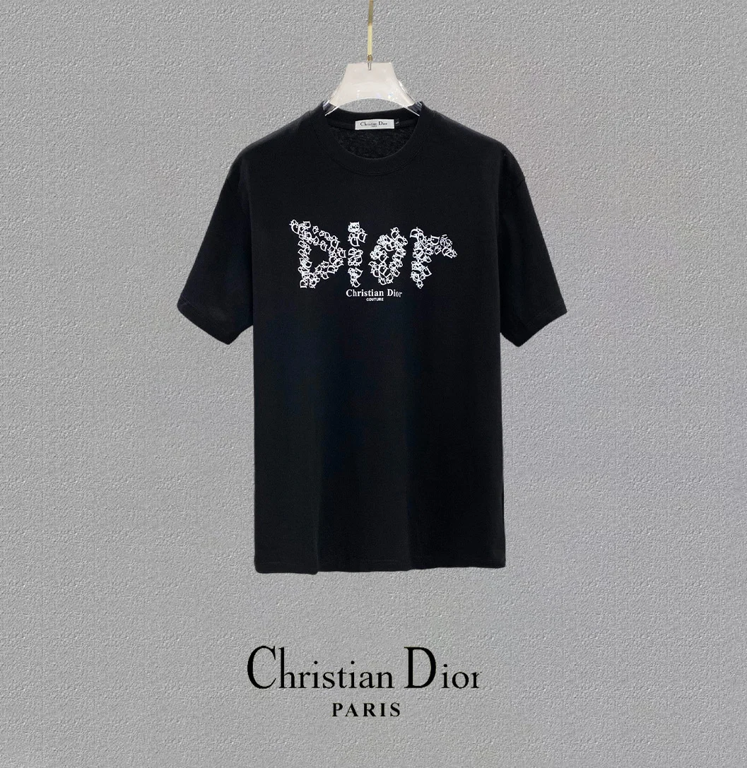 Dior 25SS Black Logo-Printed Crew Neck T-Shirt