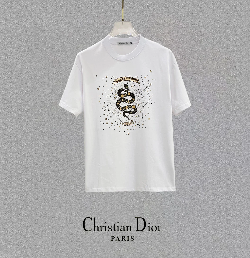 Dior White Snake Star Crew T-Shirt OS