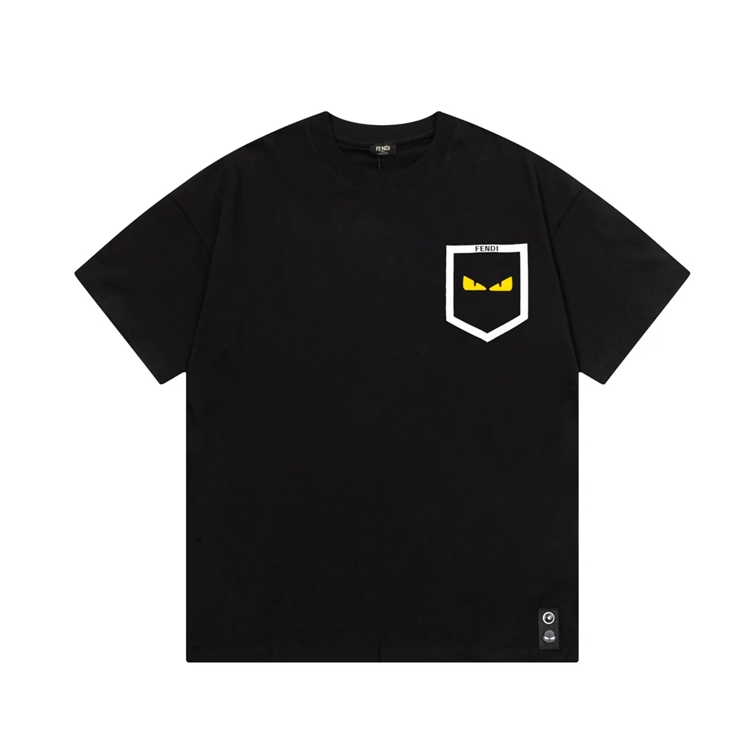 Fendi Black T-Shirt With Devil Eyes Pocket Print