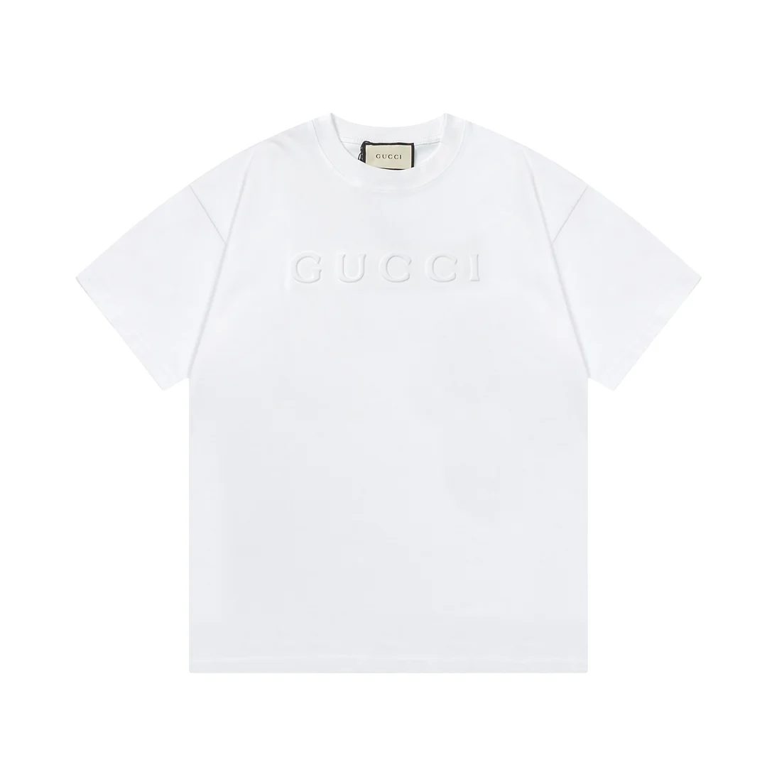 Gucci White Embossed Logo T-Shirt