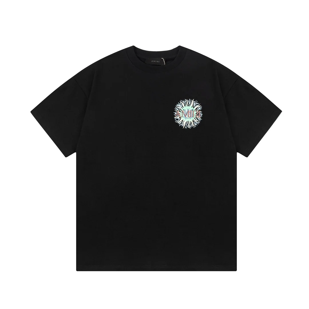 AMIRI Black Sun Flame Print Logo T-Shirt