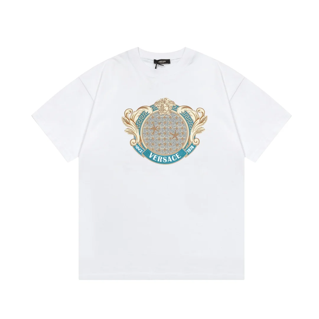 Versace White Medusa Mirror Print Logo Short Sleeve T-Shirt