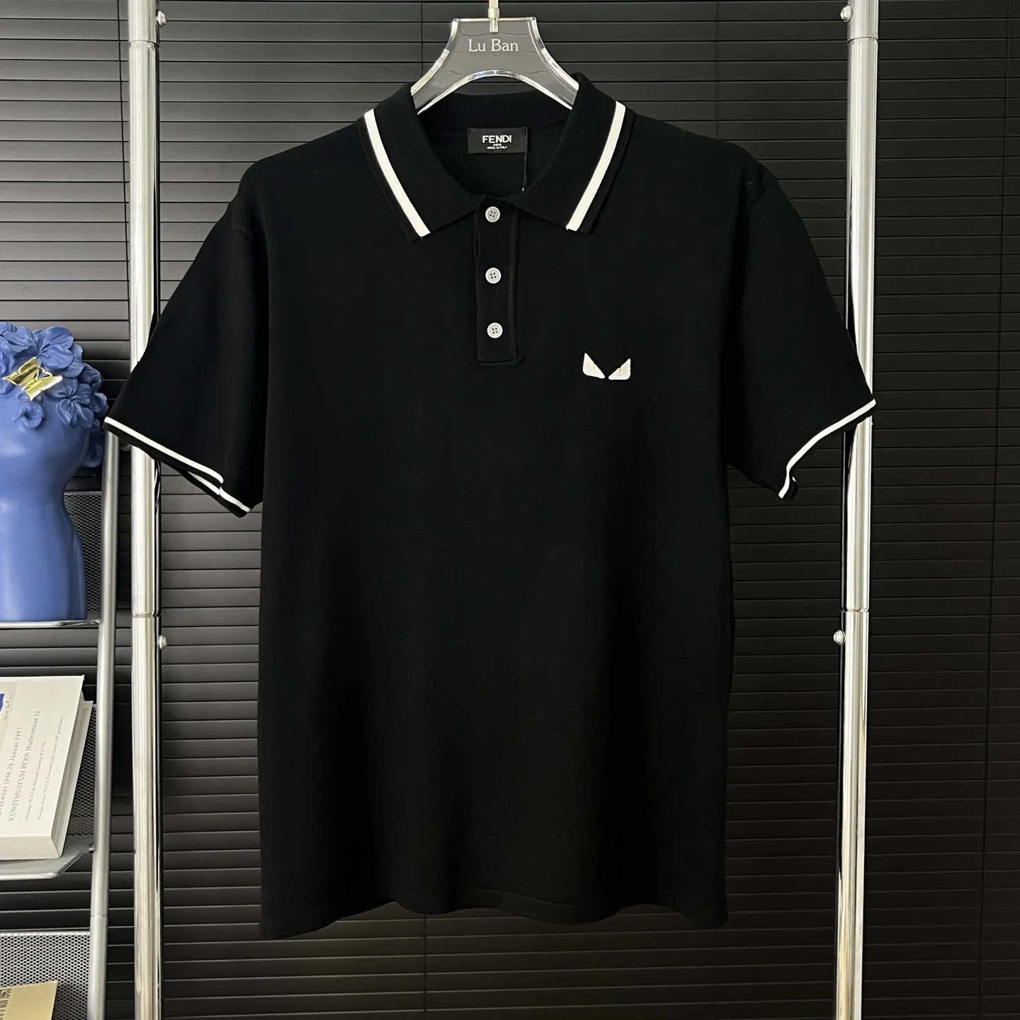 Fendi 25ss Monster Eyes Knit Polo Shirt (Black)