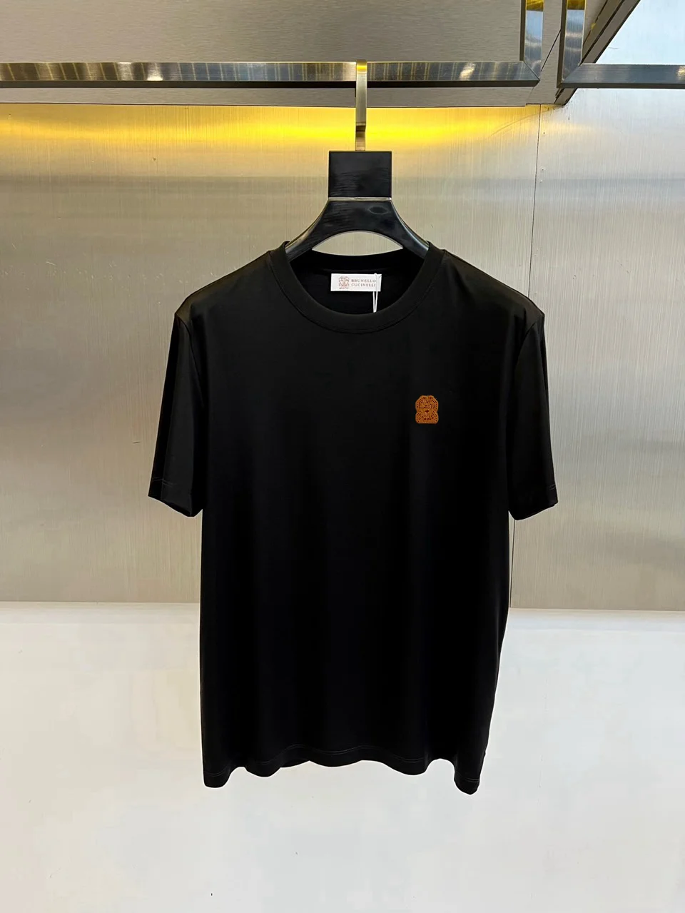 Brunello Cucinelli Summer New Black Cotton Couple Crew-Neck T-Shirt