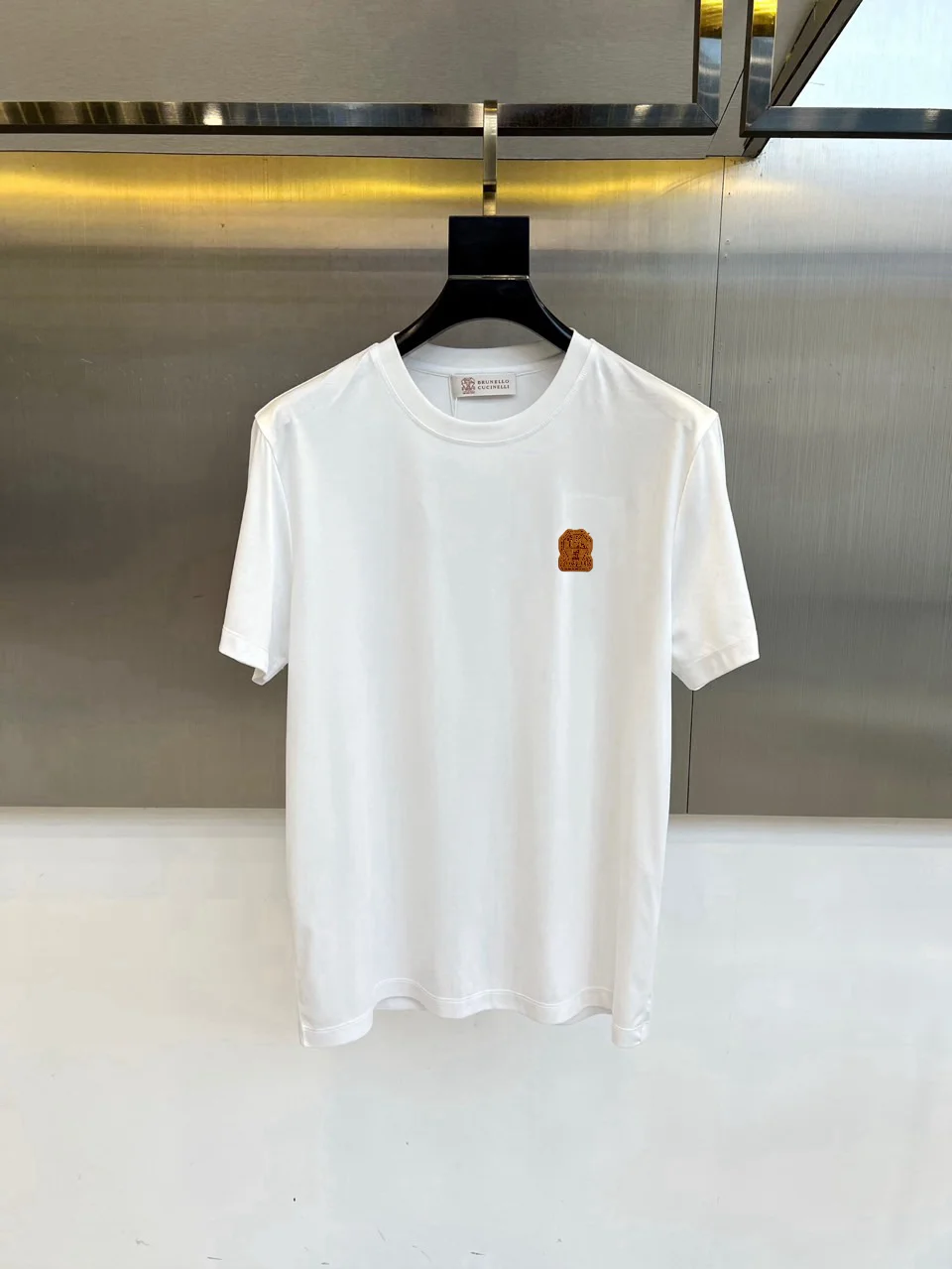 Brunello Cucinelli Summer New Crew-Neck 260g Cotton Couple T-Shirt (White)