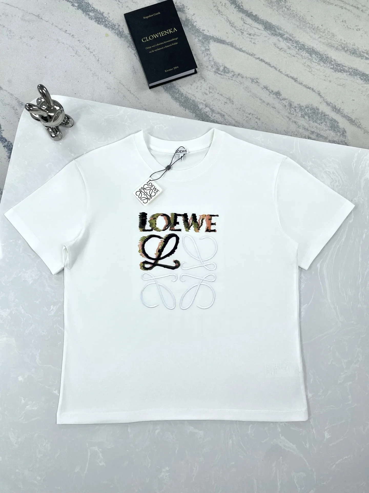 Loewe White Abstract Embroidered Crew Neck T-Shirt