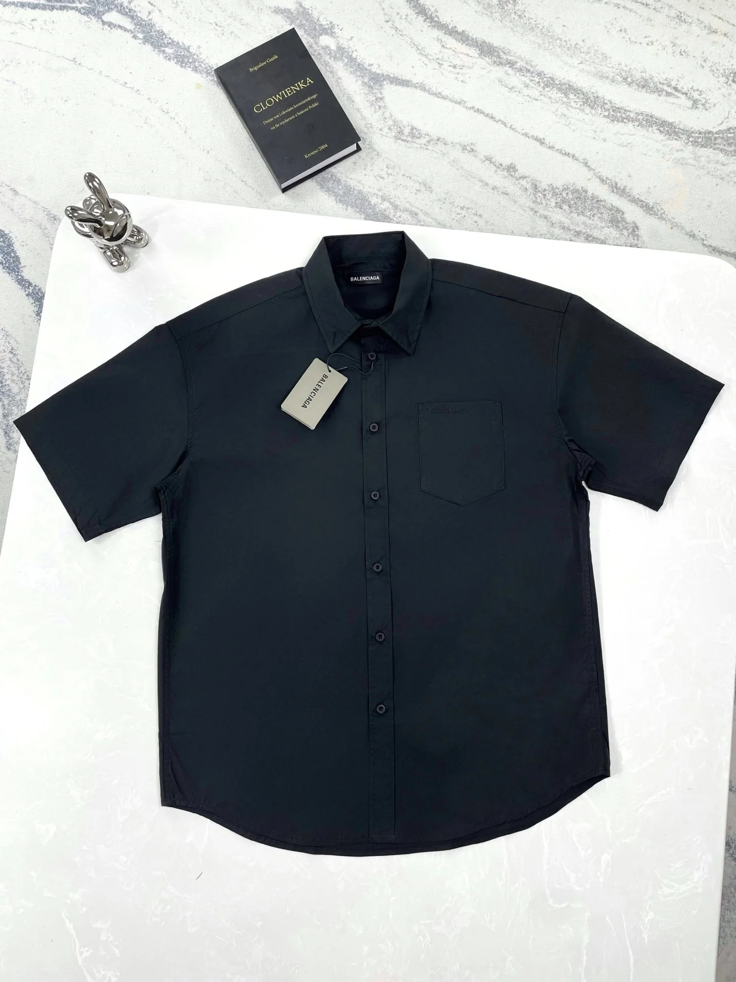 Balenciaga 25ss Black SS Tape Red Sig Shirt