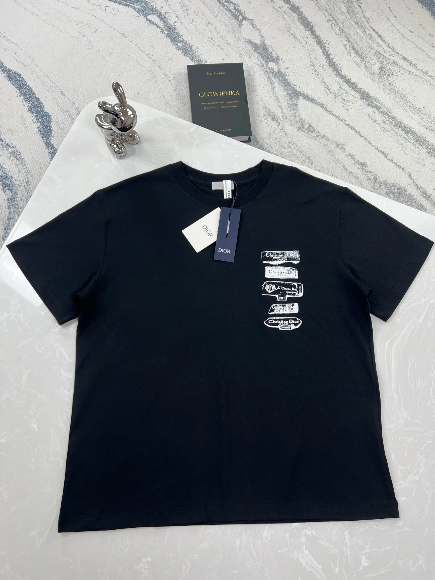 Dior 25 New Black Logo Print T-Shirt Tags