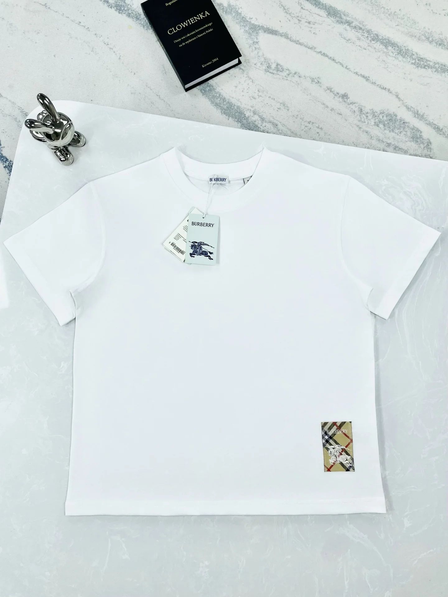 Burberry 25ss White Knight Logo Crew Neck T-Shirt