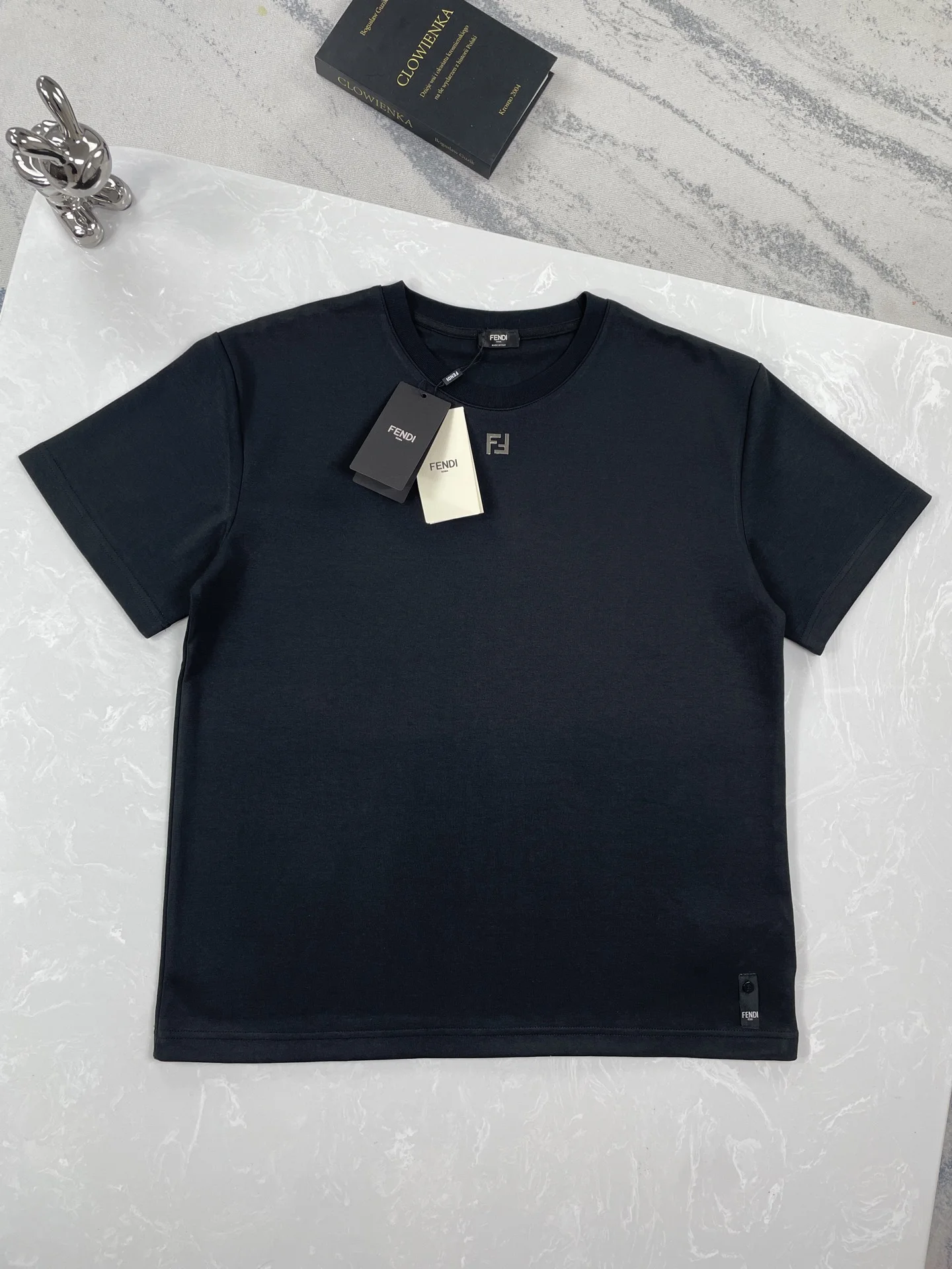 Fendi 25ss Black Hardware Crew Neck Short Sleeve T-Shirt