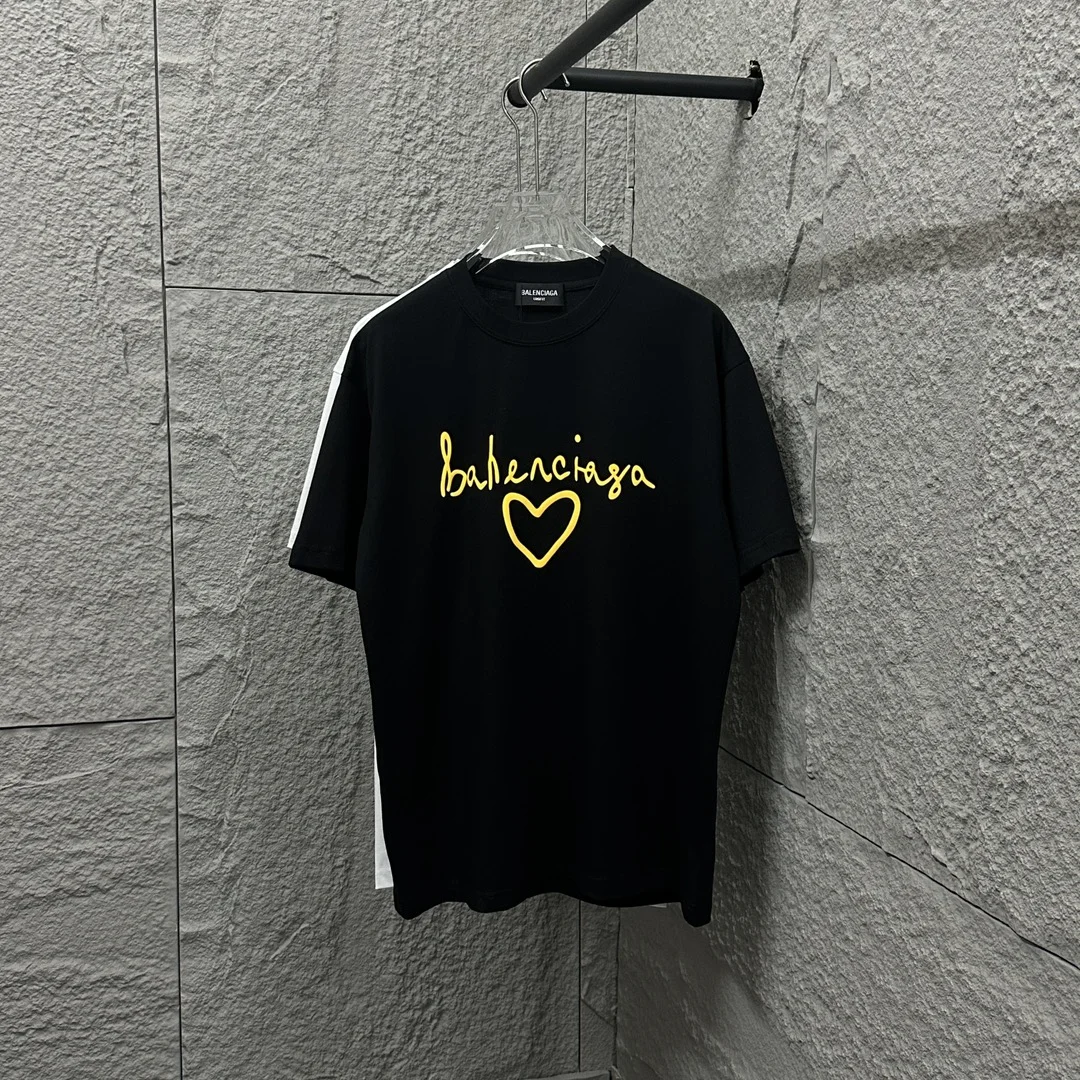 Balenciaga 2025 Black Heart Cotton T-Shirt