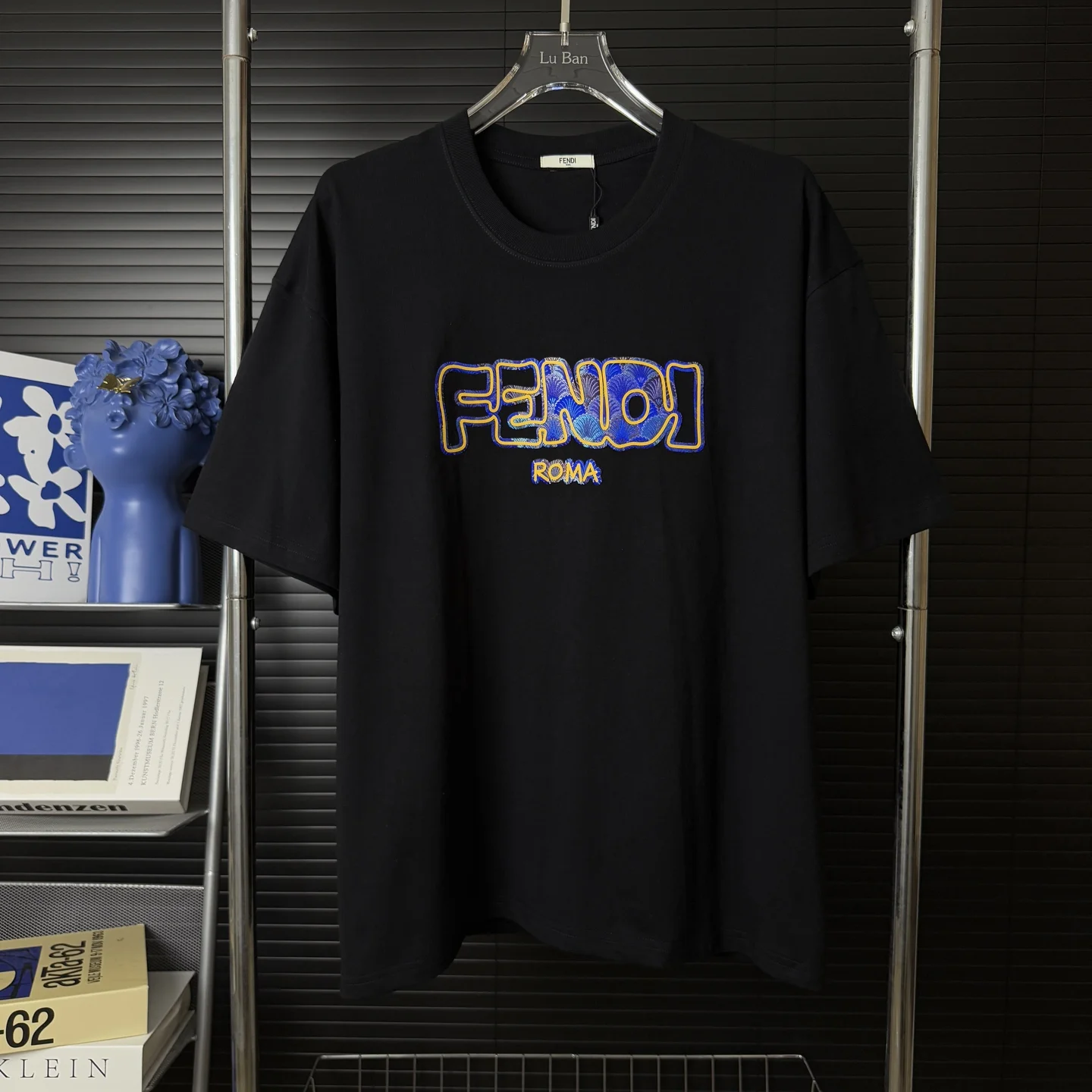 Fendi Black Embroidered 3M Logo Crewneck T-Shirt