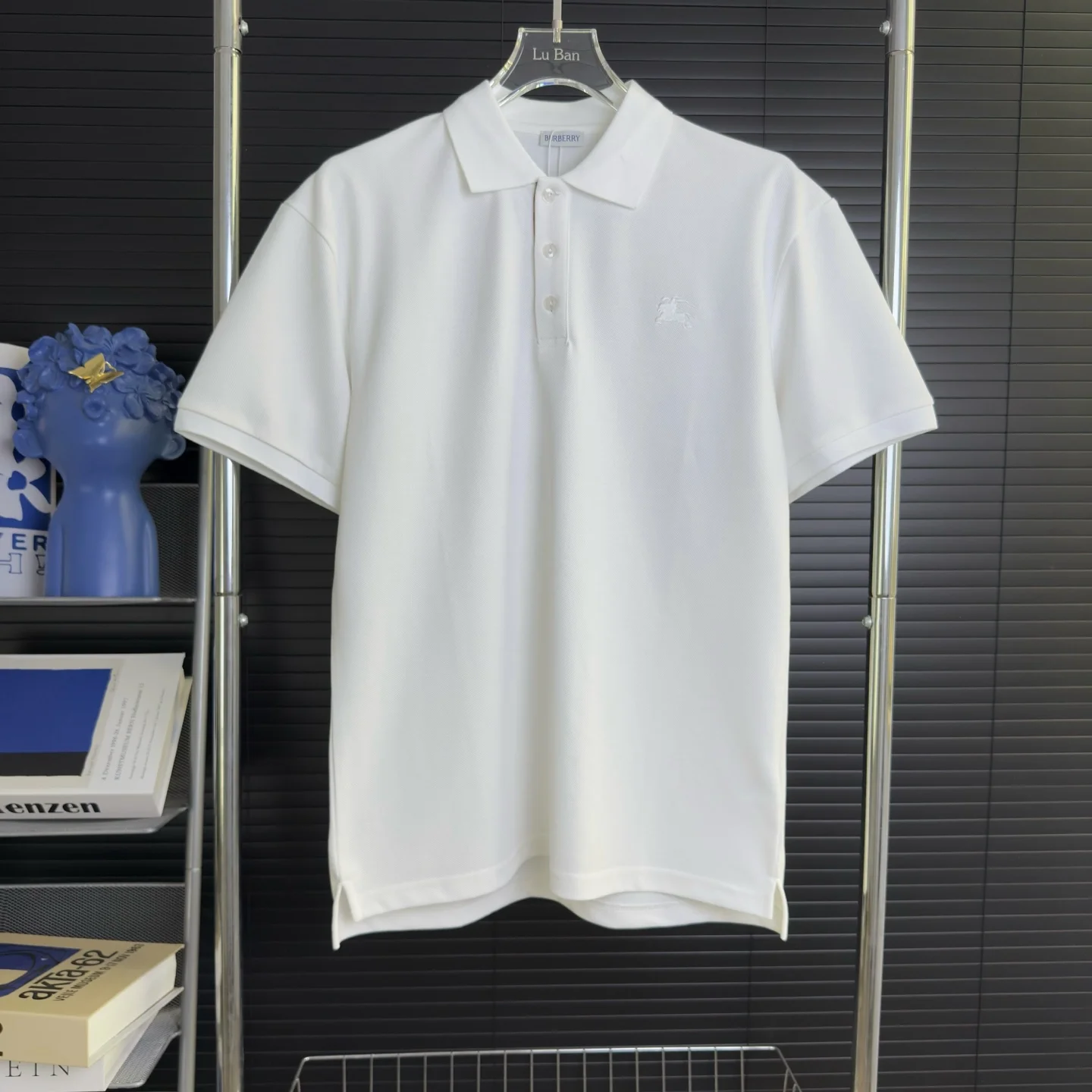 Burberry White Embroidered Horse Logo Polo