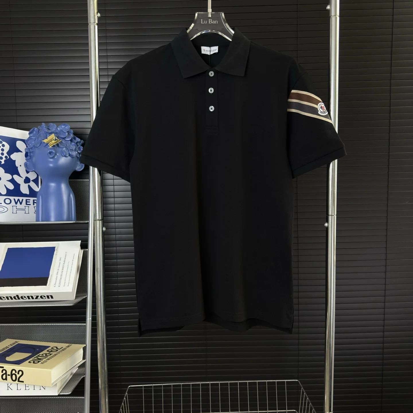 Moncler Black 2025 Sleeve Webbing Badge Polo Shirt