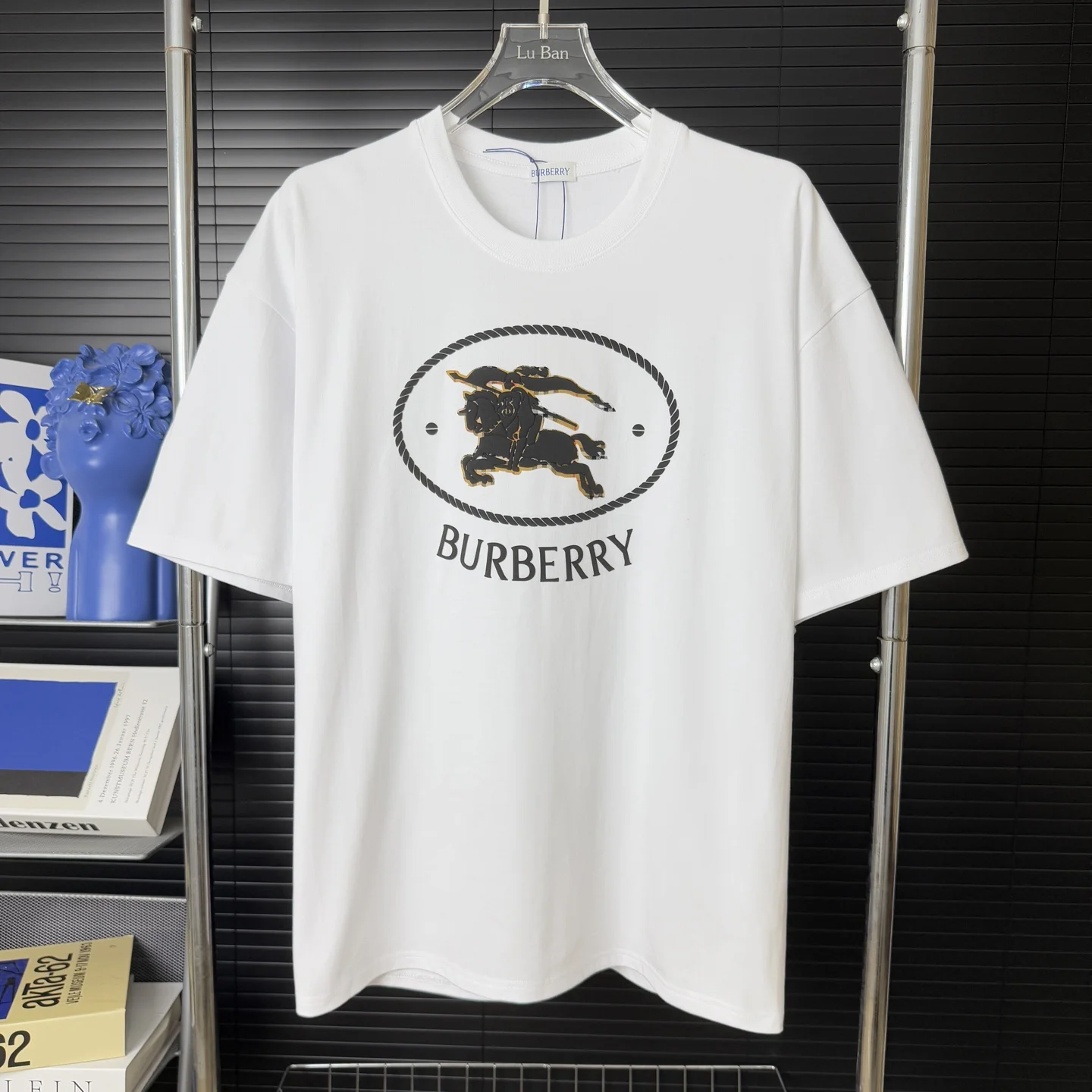 Burberry White Knight Logo Crewneck T-Shirt