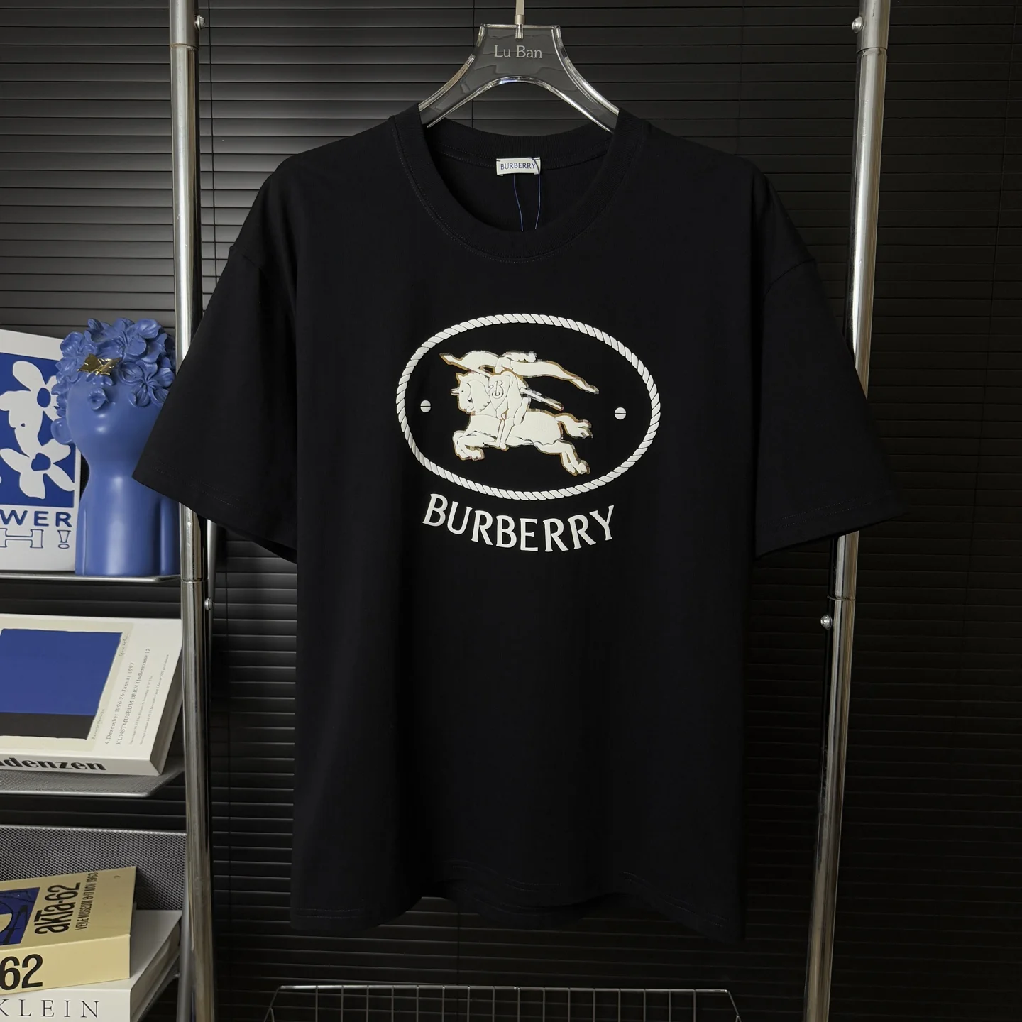 Burberry Black Horse Logo Heavy Cotton Crew T-Shirt