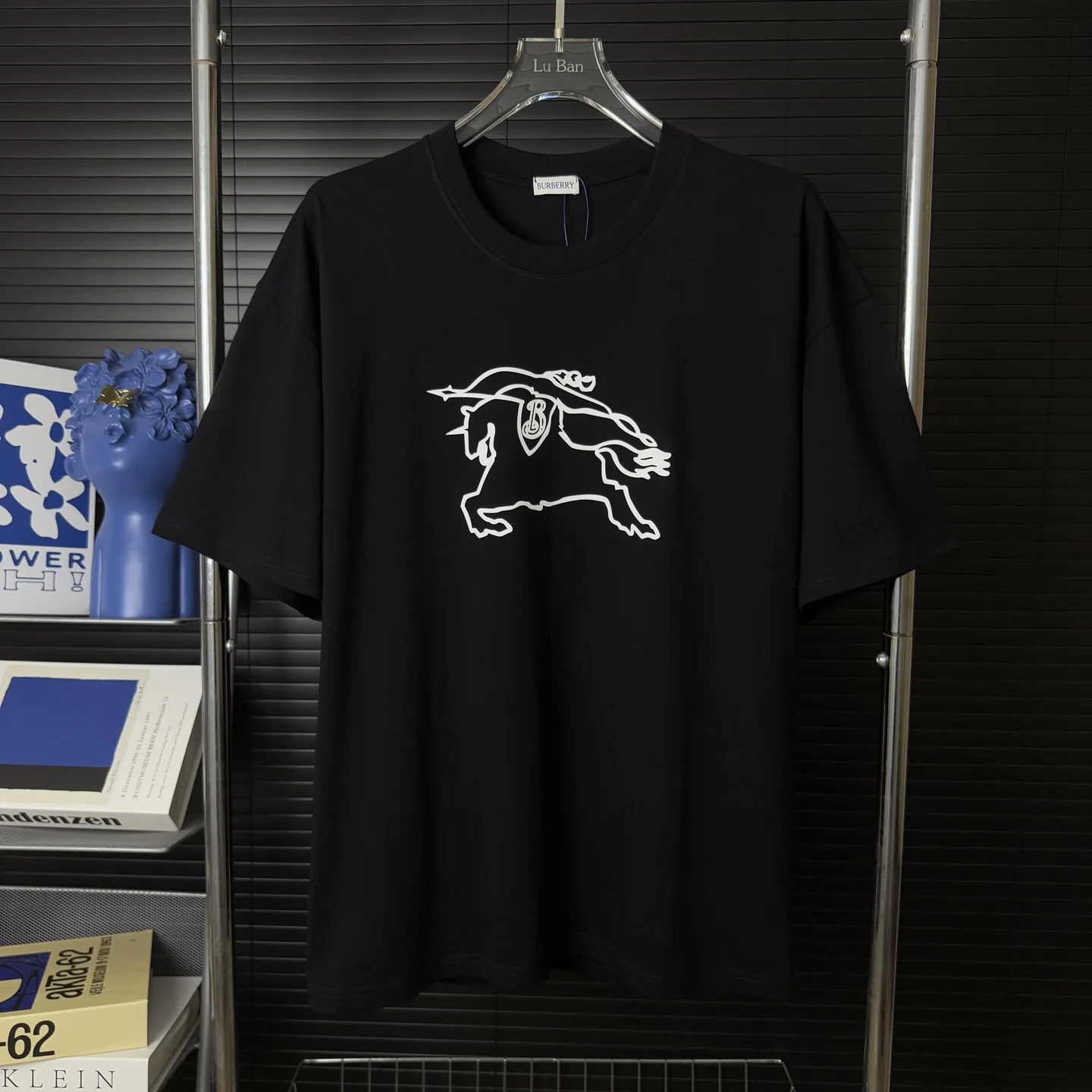 Burberry Black Equestrian Knight 3D Print Oversized T-Shirt