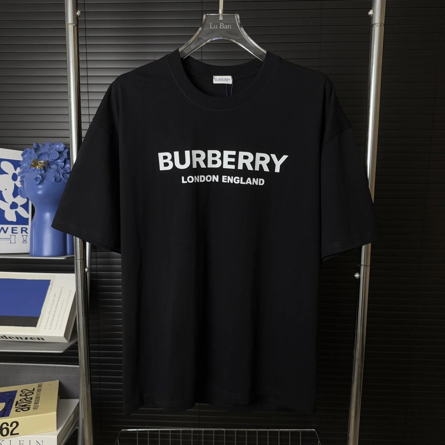 Burberry Black 3D TB Logo Heavy-Cotton Relaxed Crew Neck T-Shirt