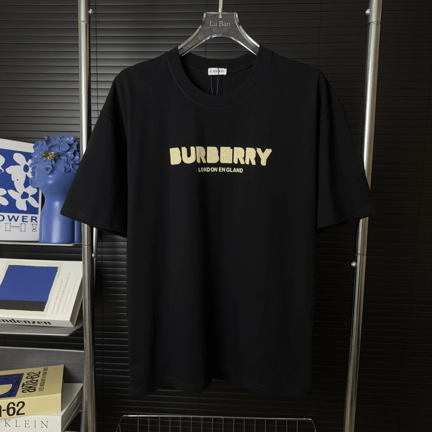 Burberry Black 3D Foam Shadow Logo 270g Heavy-Cotton T-Shirt