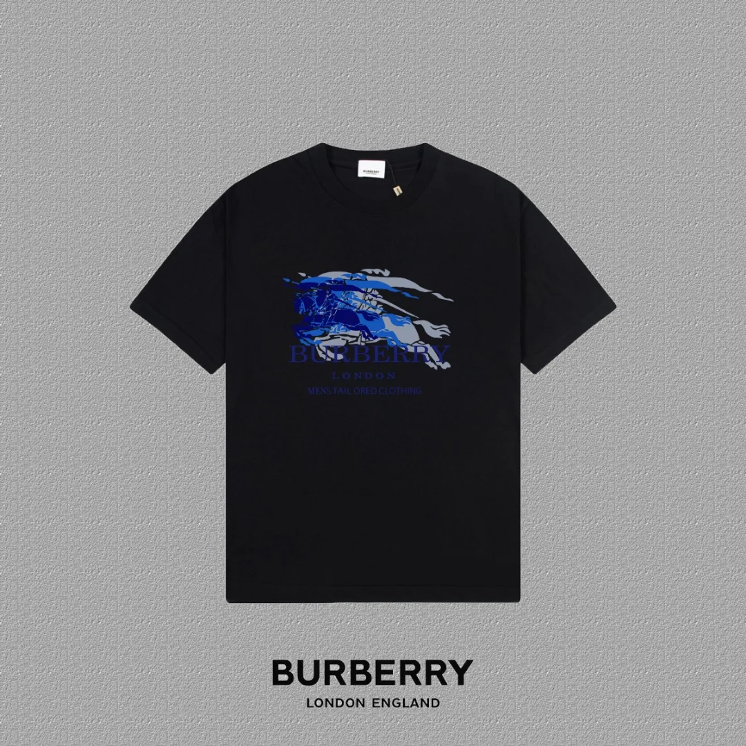 Burberry 2025FW Black Letter Logo Print Heavy-Fabric Unisex T-Shirt