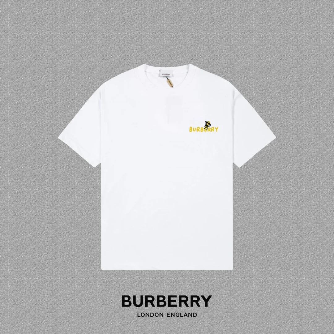 Burberry 2025FW White Bee & Letter Logo Embroidery Heavy-Fabric T-Shirt