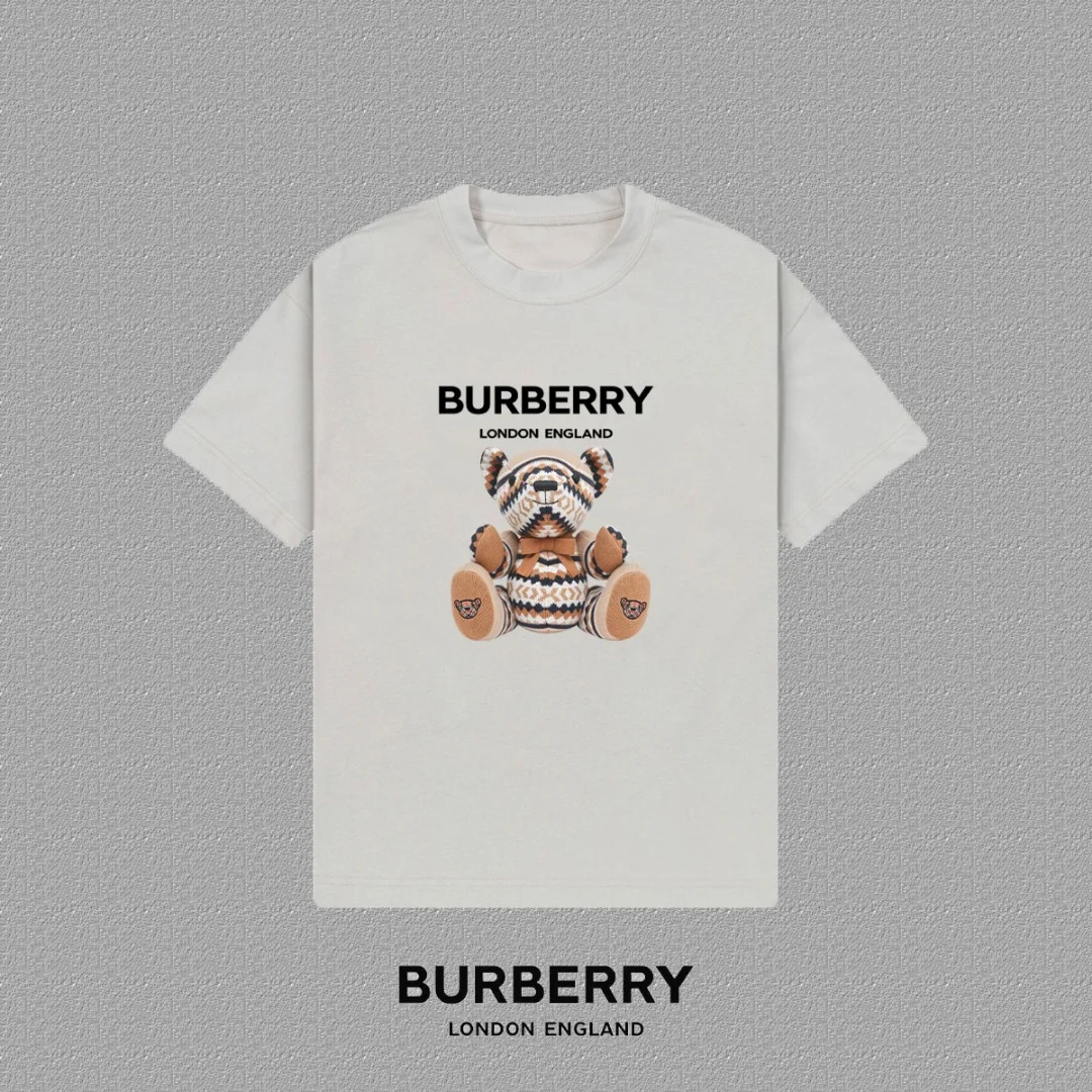 Burberry 2025FW White Logo & Teddy Bear Print T-Shirt