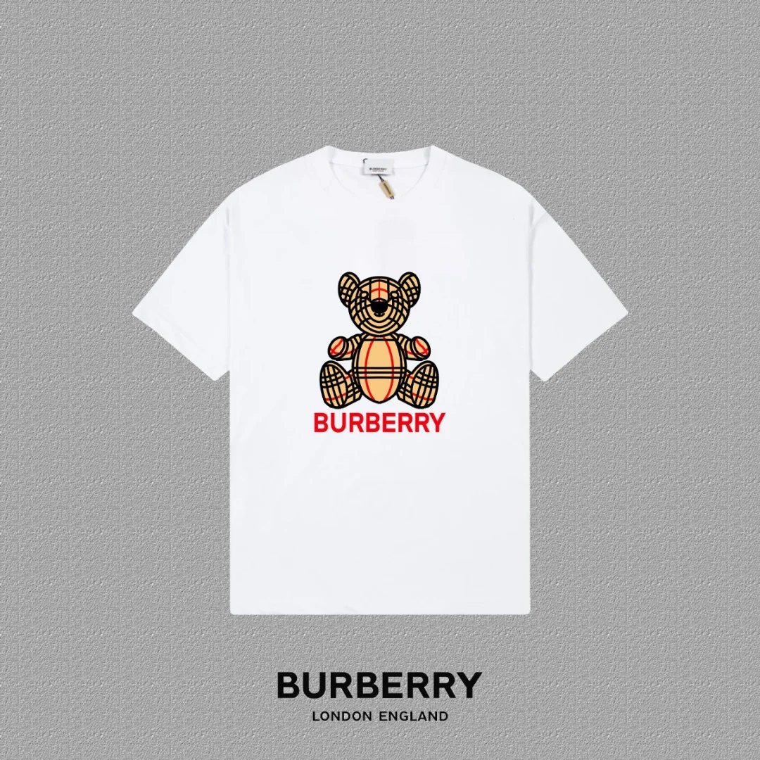 Burberry 2025FW White Teddy Bear & Logo Print T-Shirt