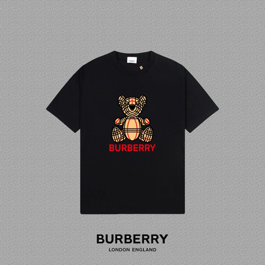 Burberry 2025FW Black Teddy Bear & Logo Print T-Shirt